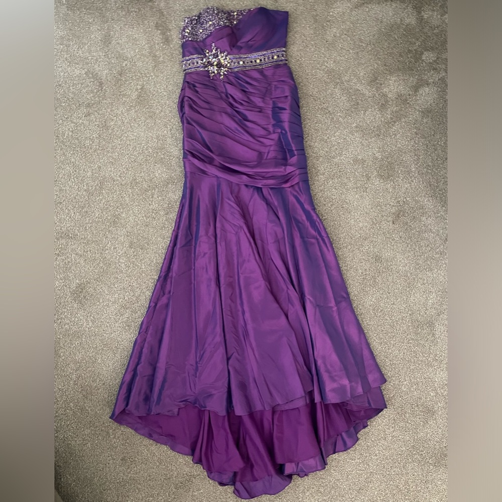 Strapless Purple Iridescent Prom Dress